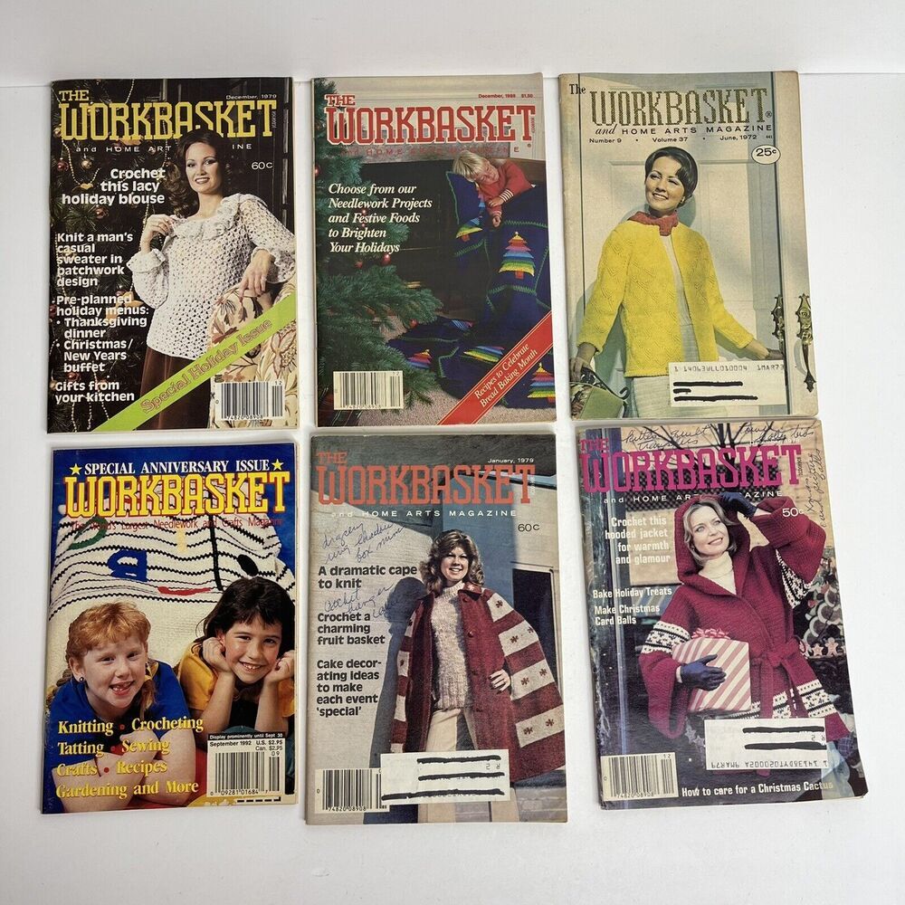 VINTAGE Lot of 6 The WORKBASKET‎ Magazine Paperback 70's 80's 90's
